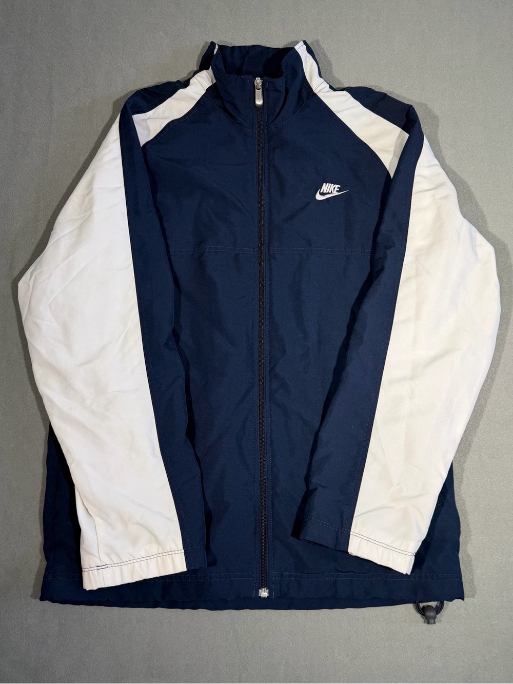 Vintage 90s Nike Sportswear Navy White Colorblock Windbreaker Jacket Mens M